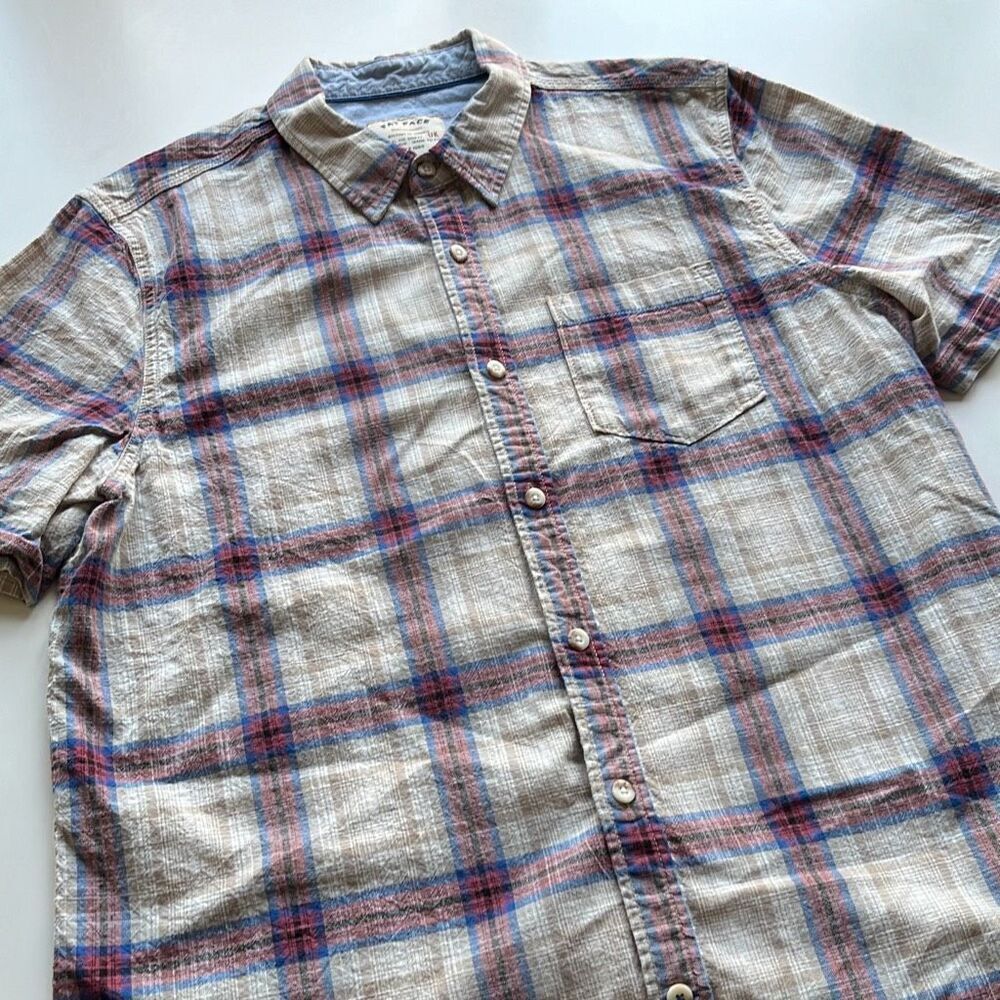 Fat Face Plaid Short Sleeve Button Up Shirt Mens XL